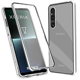 Etui do Sony Xperia 1 V, Magnetic Dual Glass, srebrne