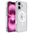 Etui ERBORD z MagSafe do iPhone 16, aktywny przycisk, przezroczyste + Szkło hartowane