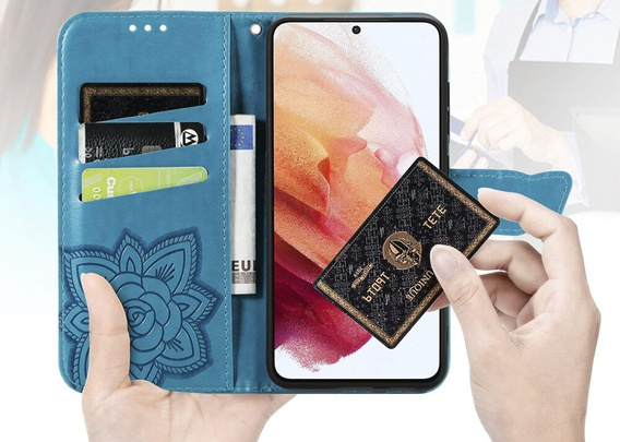 Etui z klapką do Oppo Reno 12, Butterfly, niebieskie