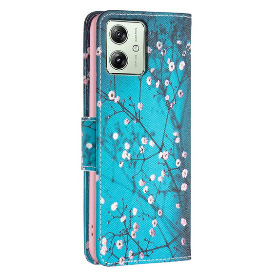 Etui z klapką do Motorola Moto G54 5G, Wallet, Sakura niebieskie