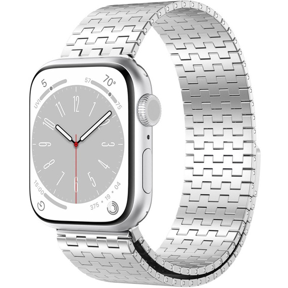 Stalowa Bransoleta do Apple Watch 1/2/3/4/5/6/7/8/9/10/11/SE Ultra 1/2/3 42/44/45/46/49mm, Srebrna