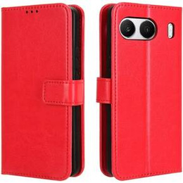 Etui z klapką do OnePlus Nord 4, Crazy Horse Wallet, czerwone