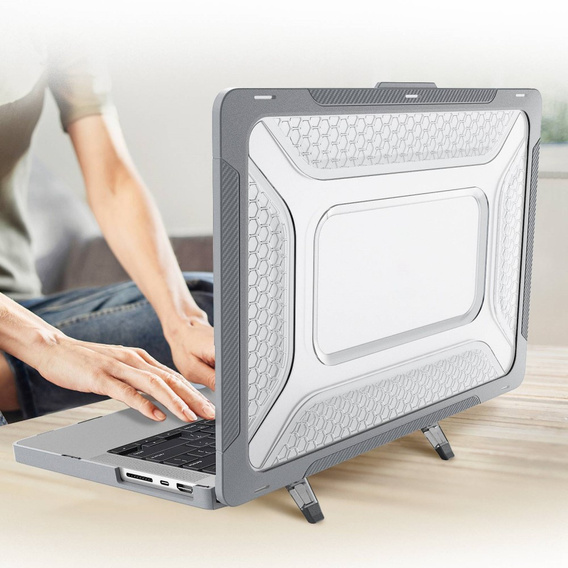  Etui Pancerne Kickstand do Macbook Pro 14 2021 A2442, Szare