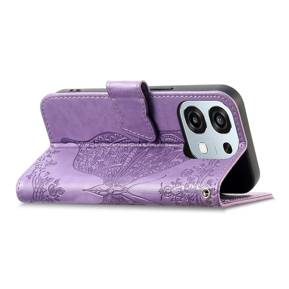 Etui z klapką do Oppo A6 Pro 5G, Butterfly, fioletowe