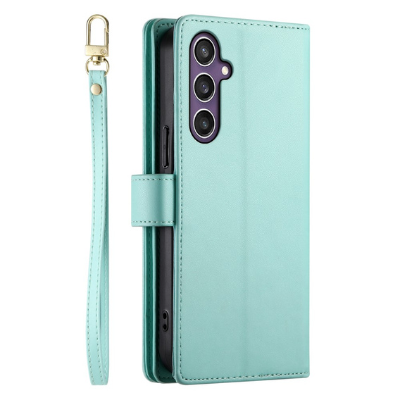 Etui z klapką do Samsung Galaxy S25+ Plus, Wallet Zipper Pocket, zielone