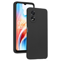 Etui cienkie do Oppo A18 4G / A38 4G, Slim Matowe, czarne + szkło 9H