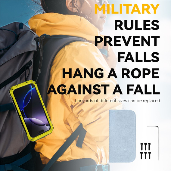 Etui R-JUST do iPhone 17 Pro Max z wbudowaną ochroną ekranu - żółte