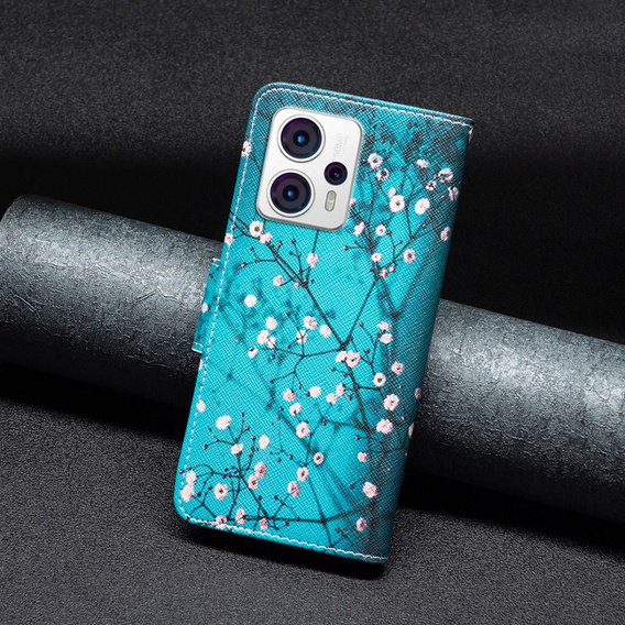 Zestaw Etui do Motorola Moto G53 5G / G23 / G13, portfel z klapką, Sakura + szkło