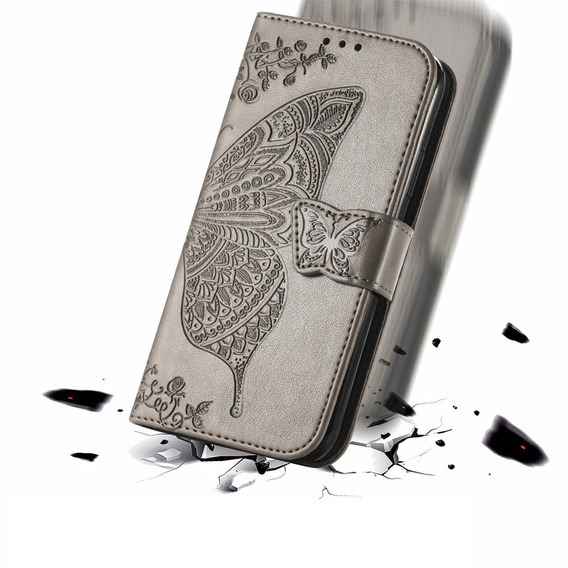 Etui z klapką do Motorola Moto G24 / G24 Power / G04, Butterfly, szare