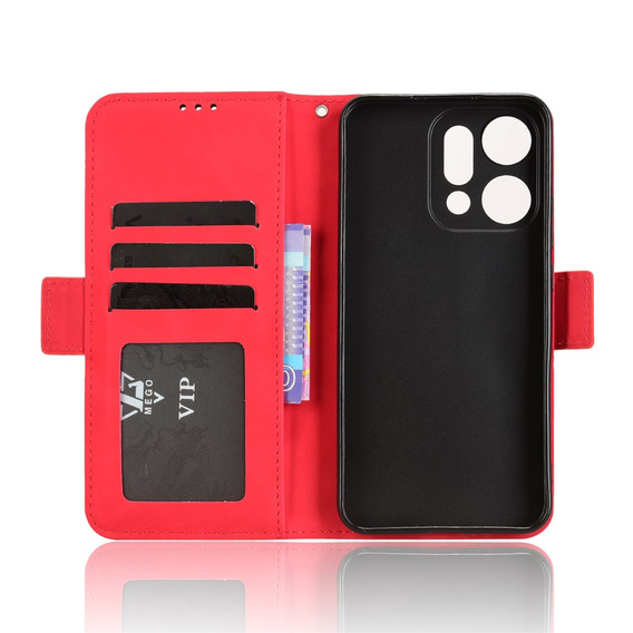 Etui z klapką do Oppo Reno 14, Card Slot, czerwone