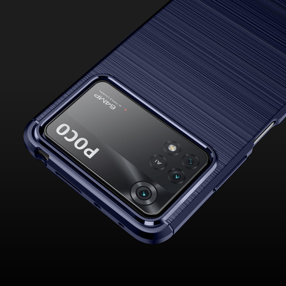 Etui do Xiaomi Poco X4 Pro 5G, Karbon, niebieskie