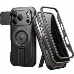 Etui pancerne do iPhone 17 Pro, Dexnor CamProtect MagSafe, z folią prywatyzującą, czarne (Dwie ramki)