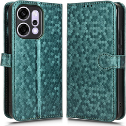 Etui z klapką do Oppo Reno 14, Wallet Rhombus, zielone