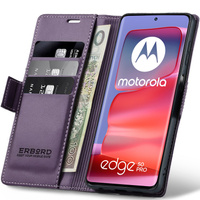 Etui do Motorola Edge 50 Pro, ERBORD Glossy Litchi, portfel z klapką, fioletowe