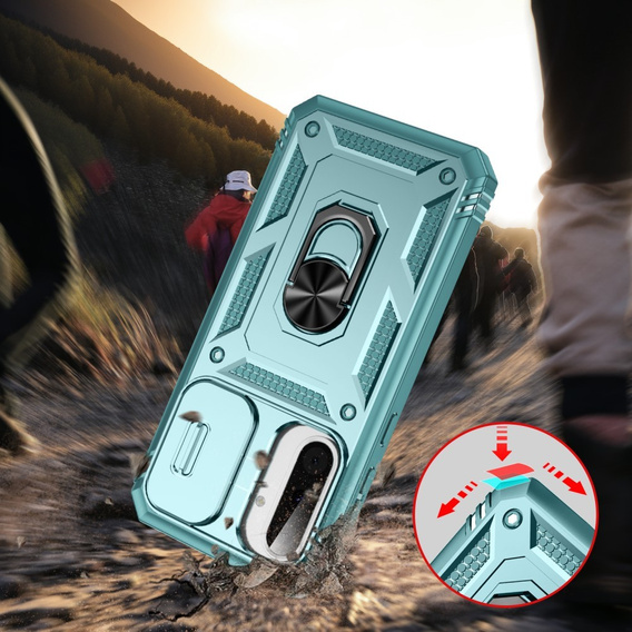 Etui do Samsung Galaxy A56 5G, KickStand Camera Lens, zielone