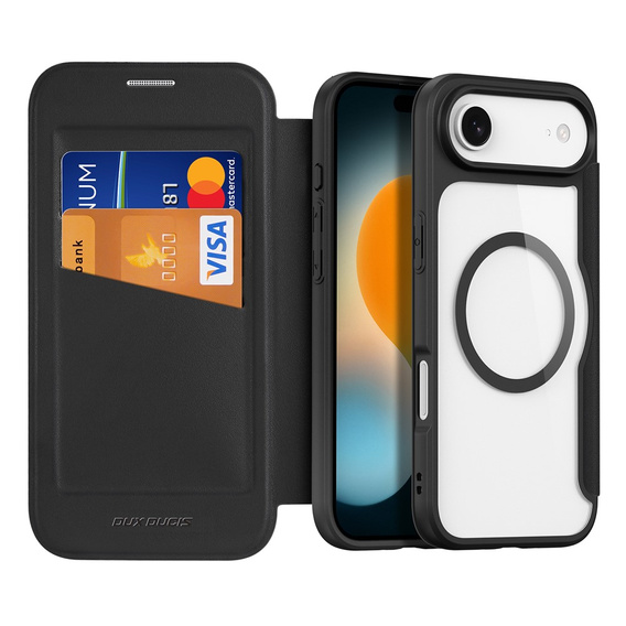 Etui z klapką Dux Ducis do iPhone Air, Skin X Pro, do MagSafe, czarne