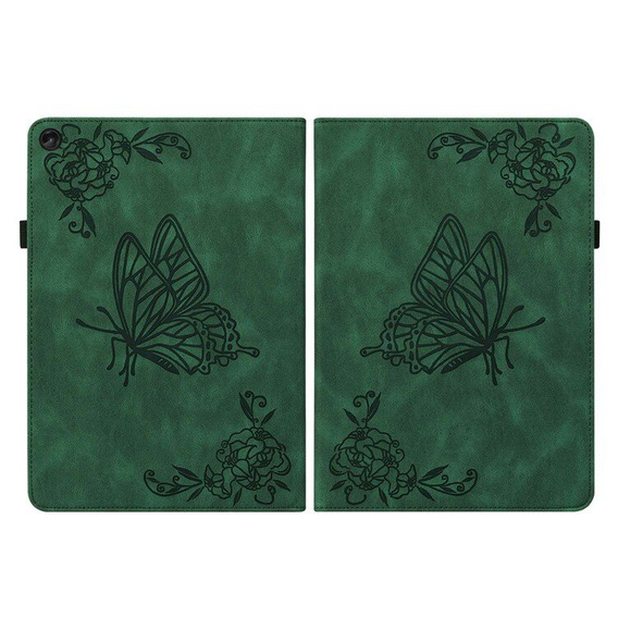 Etui do Lenovo Tab M10 Plus 10.6 Gen 3 TB-125F TB-128F, Wallet Pen Slot, butterflies, zielone