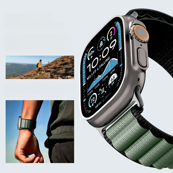 Pasek Spigen WBF1 Band do Apple Watch 1/2/3/4/5/6/7/8/9/10/11/SE/Ultra 1/2/3 42/44/45/46/49mm – Czarny / Zielony