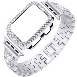 Bransoleta + Etui z Diamentami do Apple Watch 4/5/6/SE 44mm, Srebrne