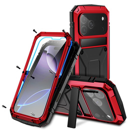Etui R-JUST do iPhone 17 Pro Max z wbudowaną ochroną ekranu - czerwone