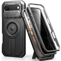 Etui pancerne do iPhone Air, Dexnor CamProtect MagSafe, z folią prywatyzującą, czarne (Dwie ramki)