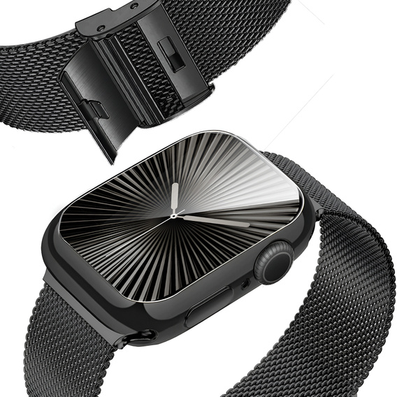 Bransoleta + Etui z Osłoną na Ekran do Apple Watch 10 42mm, Czarna