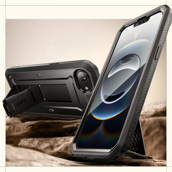 Etui Supcase do iPhone 16E, Unicorn Beetle Pro, Czarne