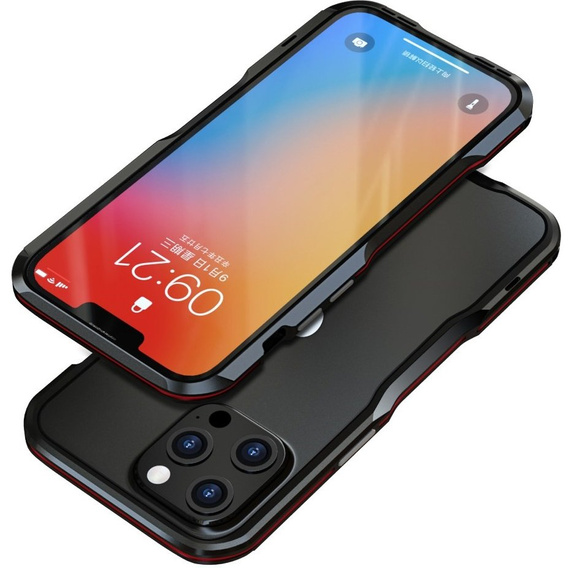 Etui LUPHIE do iPhone 13 Pro Max, Armor Bumper, czarne / czerwone
