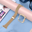 Bransoleta + Etui z Diamentami do Apple Watch 7/8/9 41mm, Różowe złoto