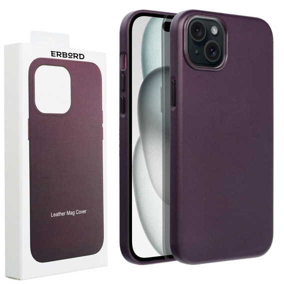 Etui Leather Mag Cover do iPhone 15 Plus, fioletowe