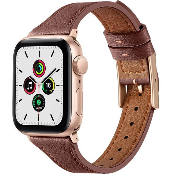Pasek Skórzany do Apple Watch 1/2/3/4/5/6/7/8/9/10/11/SE 38/40/41/42mm, Brązowy