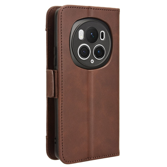 Etui z klapką do Honor Magic 6 Pro 5G, Card Slot, brązowe