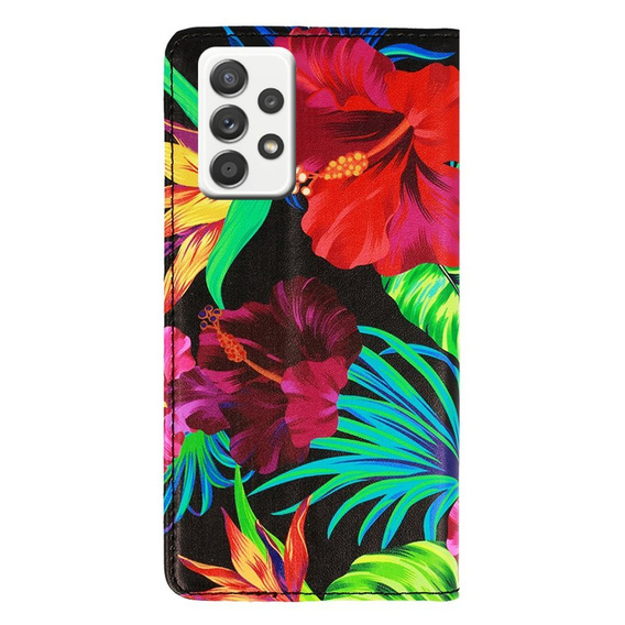Etui Wallet do Samsung Galaxy A72 5G / A72 LTE, Flowers and Leaves