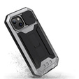 Etui do iPhone 13 Mini, R-JUST CamShield Slide, pancerne, srebrne / czarne