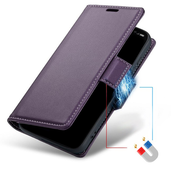 Etui do Motorola Moto G24 / G24 Power / G04, ERBORD Glossy Litchi, portfel z klapką, fioletowe