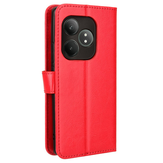 Etui z klapką do Realme GT 6 / 6T, Crazy Horse Wallet, czerwone