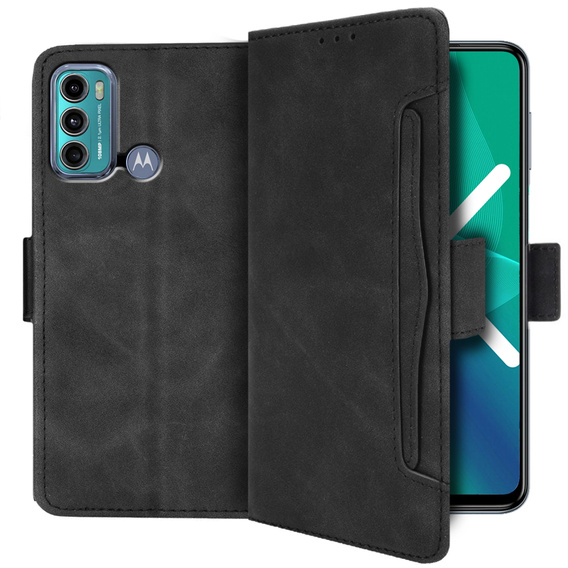 Etui z klapką do Motorola Moto G60, Card Slot, czarne