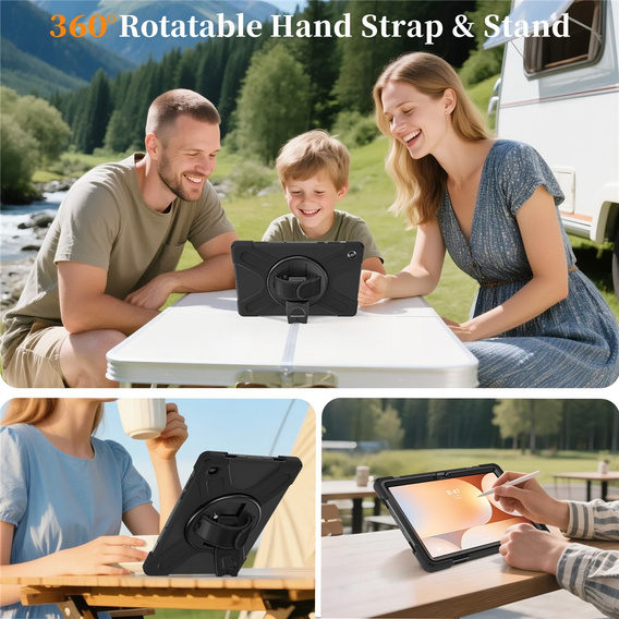 Pancerne etui do Samsung Galaxy Tab A11+, z podstawką i paskiem na ramię – czarne