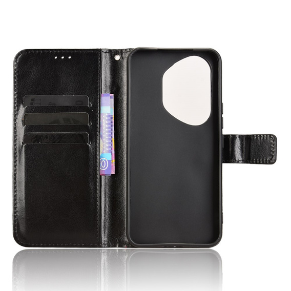 Etui z klapką do Honor 400 Pro 5G, Crazy Horse Wallet, czarne