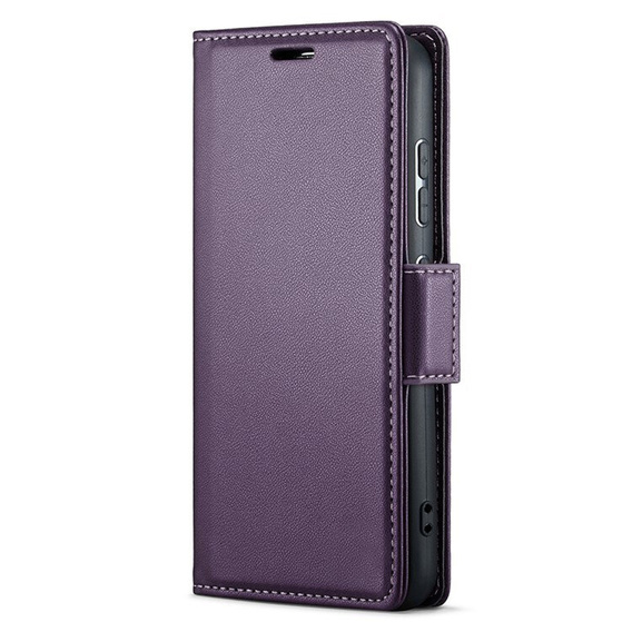 Etui do Motorola Moto G56 5G, ERBORD Glossy Litchi, portfel z klapką, fioletowe