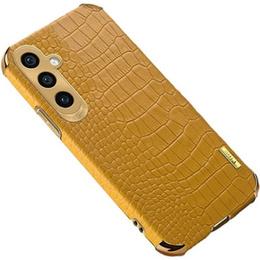 Etui skórzane do Samsung Galaxy A35 5G, Crocodile, żółte