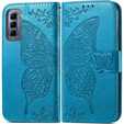 Etui z klapką do Infinix Hot 50 Pro 4G, Butterfly, niebieskie