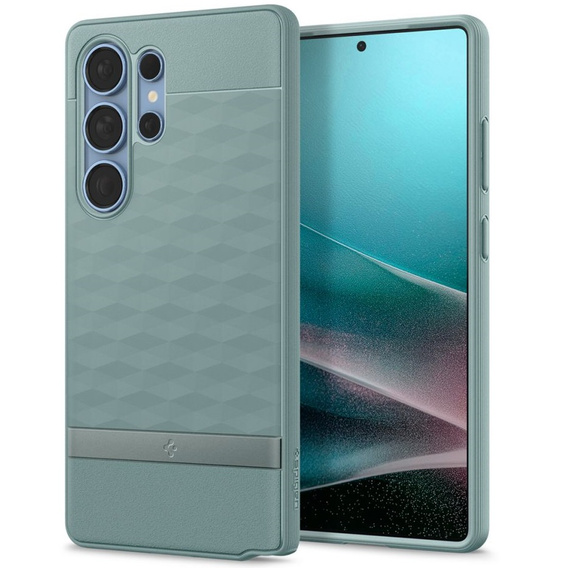 Etui Spigen do Samsung Galaxy S25 Ultra, Parallax Mag, do MagSafe, zielone + Szkło Hartowane 9H