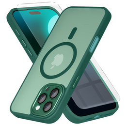 Etui do iPhone 16 Pro, do MagSafe, ERBORD Matt Case, zielony + Szkło na ekran