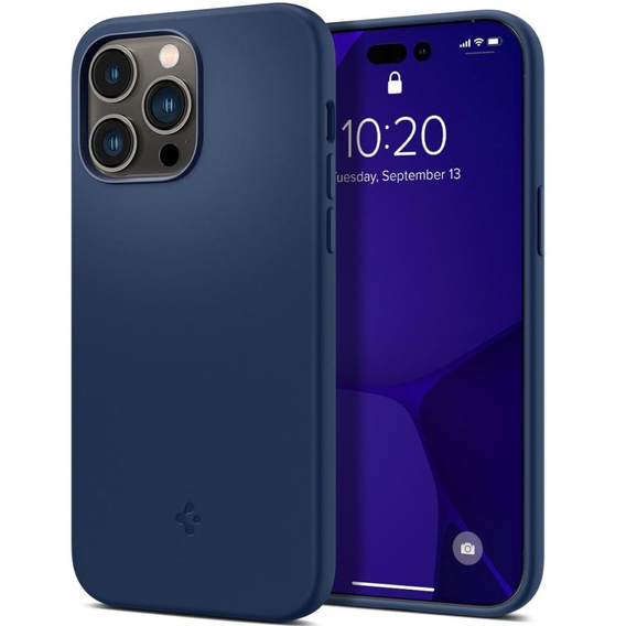 Etui Spigen do iPhone 14 Pro, Silicone Fit MagSafe, Navy Blue
