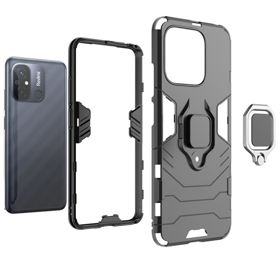 Etui do Xiaomi Redmi 12C, Kickstand Ring, czarne