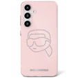 Etui Karl Lagerfeld do Samsung Galaxy S25 Ultra, Rhinestones Head Logo, różowe