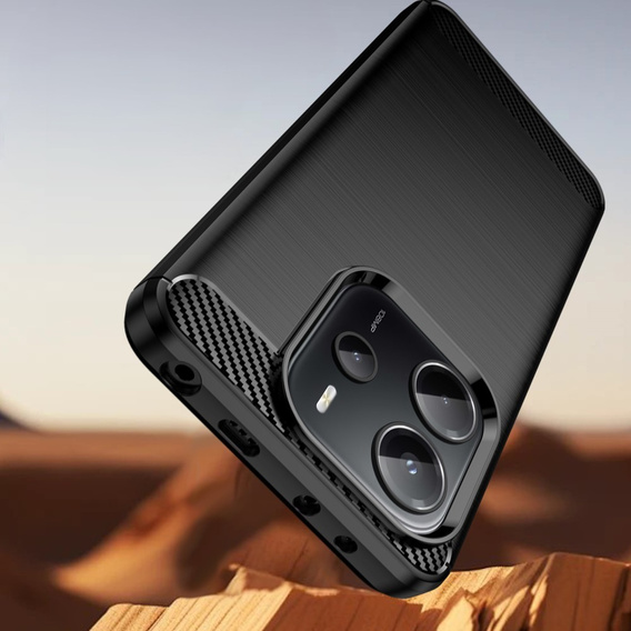 Etui ochronne z fakturą karbonową do Xiaomi Redmi Note 14 4G – styl i bezpieczeństwo w jednym - czarne
