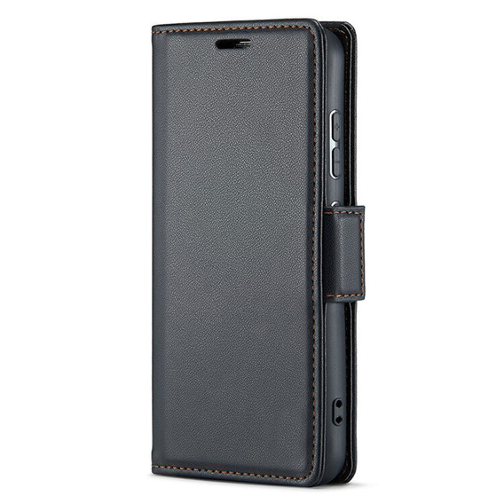 Etui do Oppo Reno 13F / Oppo Reno 13FS, ERBORD Glossy Litchi, portfel z klapką, czarne