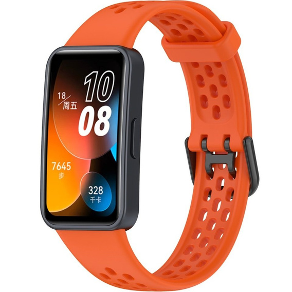 Pasek Silikonowy do Huawei Band 8 / Huawei Band 9 / Huawei Band 10, z dziurkami, Pomarańczowy